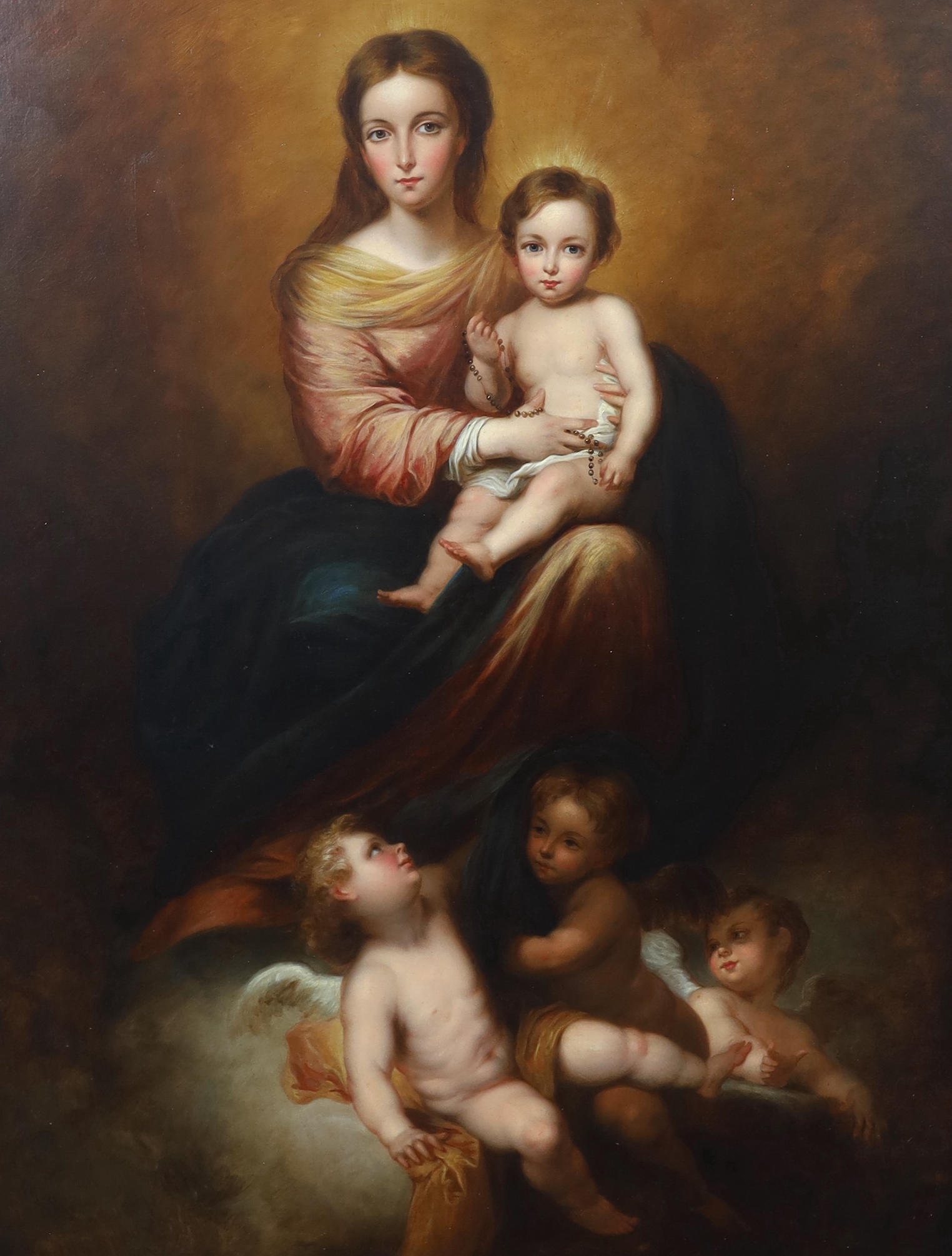 After Bartolomé Esteban Murillo (Spanish, 1618-1682), Apotheosis of the Virgin, oil on canvas, 109 x 86cm